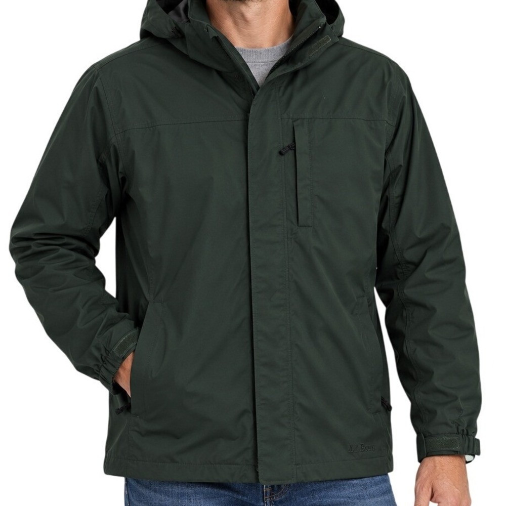 LL Bean Dark Green Trail Model Rain Jacket Men's Tall XL